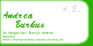 andrea burkus business card